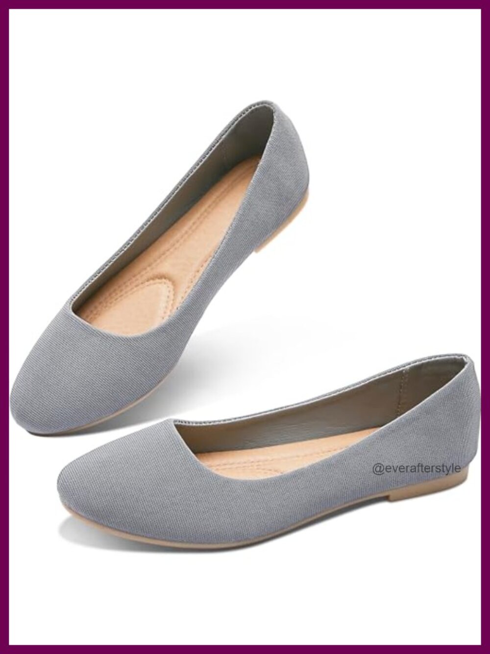 Women Round Toe Slip On Ballet Flats Textile Comfort Casual Shoes